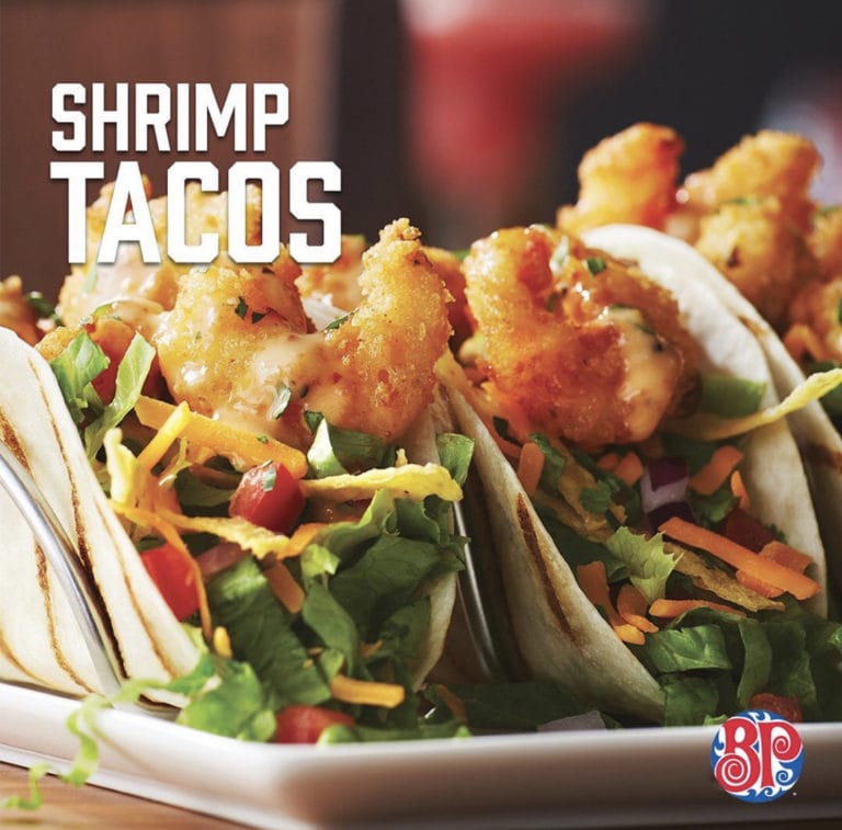 Boston Pizza Shrimp tacos from their menu