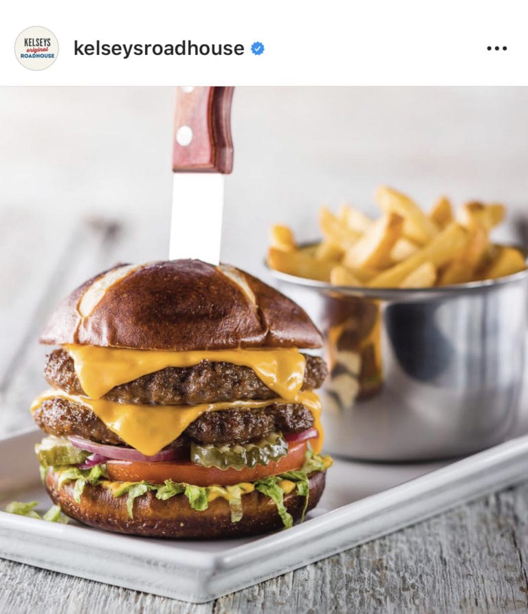 Kelsey's burger and fries